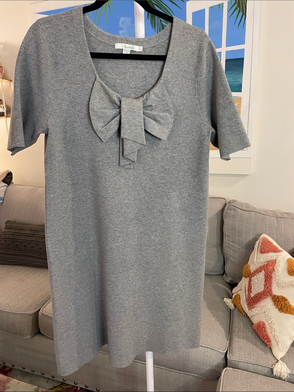 Boden Gray Bow-Front Short Sleeve Knit Dress - Picture 4 of 6